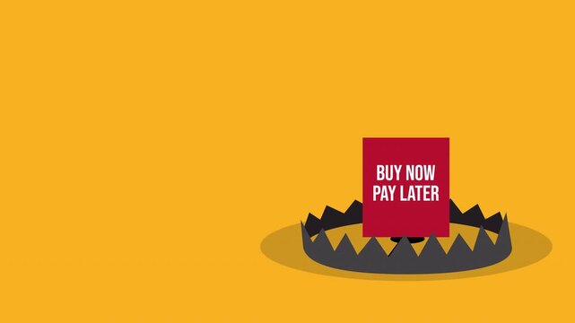 Buy Now Pay Later Debt Trap Animation Showing Consumer Credit Risk and Financial Pressure