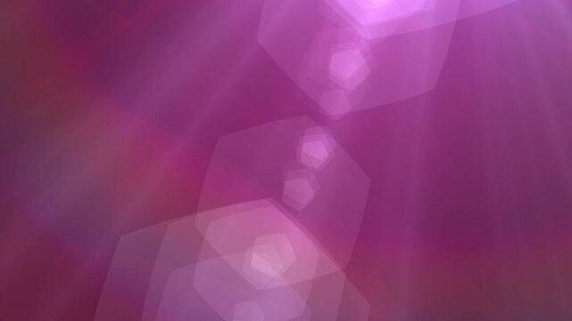 Soft purple light pulses gently across the frame. Hexagonal shapes float in slow, dreamlike motion