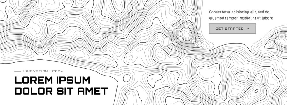 Line digital map layer pattern with sea topography. Oceanic contours topographic world terrain in 3d abstract. Design featuring waves and european landscapes nautical vector illustration.