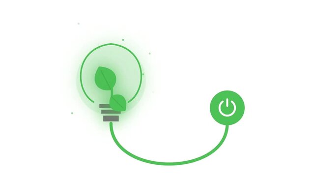 Green Energy Power On Eco Bulb Motion Graphic Animation