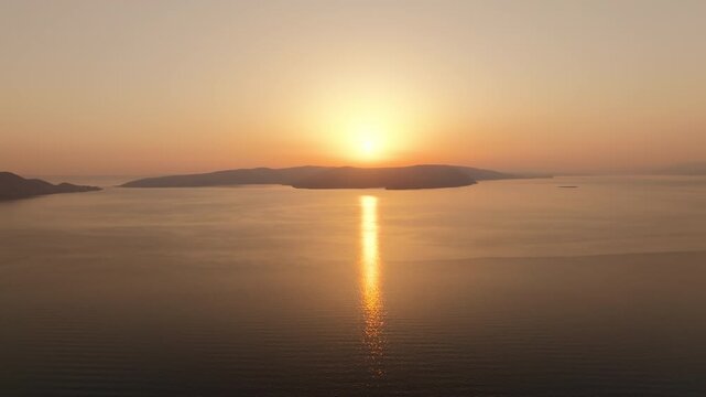 Golden hour drone panorama of Sveti Juraj coastal village in Croatia