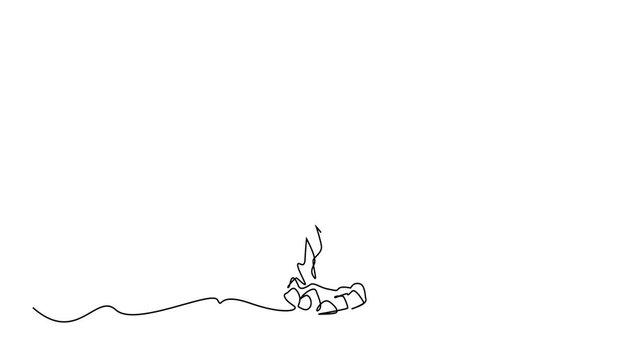 nature camping hiking vacation forest campfire activity lifestyle one line art 2D video animation