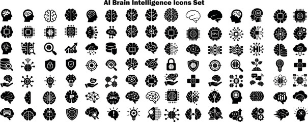 Fototapeta premium Artificial Intelligence Icons Vector Set AI Technology Machine Learning Symbol Collection
