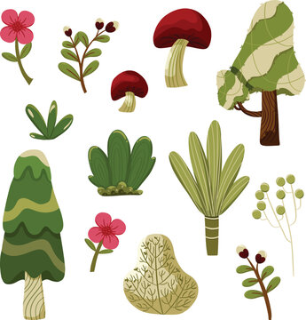 Set of Botanical Forest Element