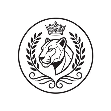 A premium luxury vector logo featuring a sleek panther head inside a bold circular badge. Clean geometric design, smooth vector outlines, symmetrical composition, well-organized layers, no jagged edge