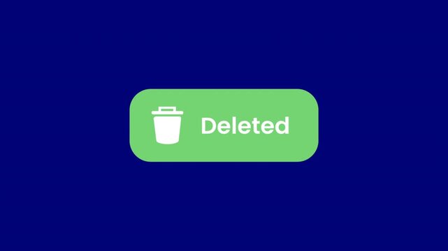 Expanded Delete Button Click Animation on Blue Background with Deleted Confirmation UI Motion Graphics