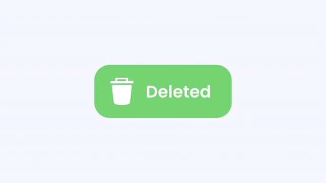Expanded Delete Button Animation with Deleted Success State on White Background User Interface Motion Graphics