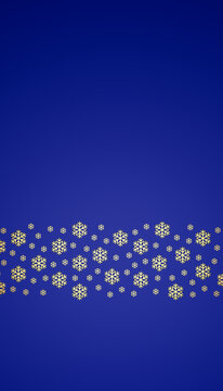 Christmas - happy holidays concept. A band of golden snowflakes pattern on blue background. Copyspace