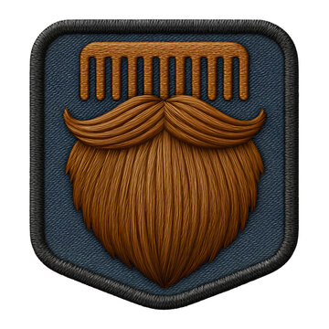 Beard oil and comb embroidered patch illustration