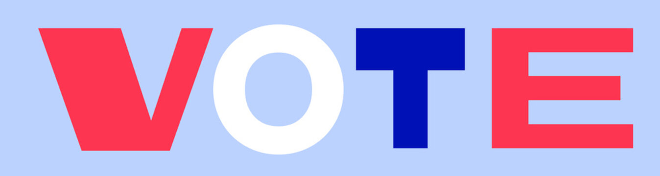 Vote Geometric Typography in Red White and Blue for U.S. Election Campaign Design