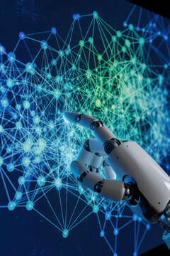 robot hand touching digital screen 3