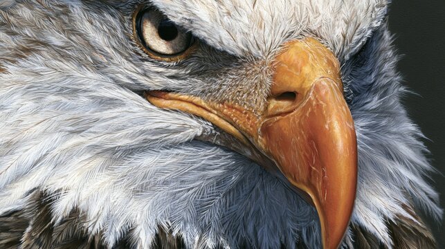 Bald eagle's head illustration shows details up close.