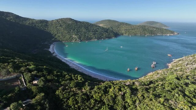 Arraial do Cabo, Rio de Janeiro. Forno Beach.Aerial view, establishing shot.