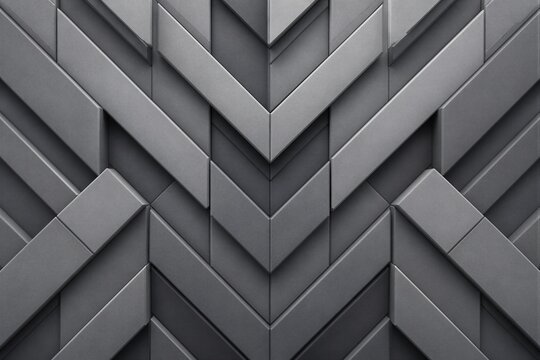 Metal panels arranged in chevron pattern on gray surface