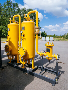 Liquid petroleum gas cylinders in gas station
