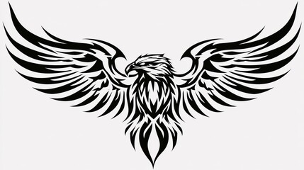 Fototapeta premium Eagle emblem design, drawn with computer graphics, shows a fancy bird symbol.
