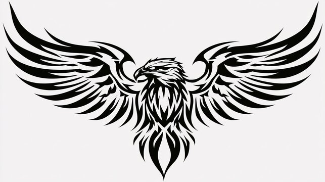 Eagle emblem design, drawn with computer graphics, shows a fancy bird symbol.