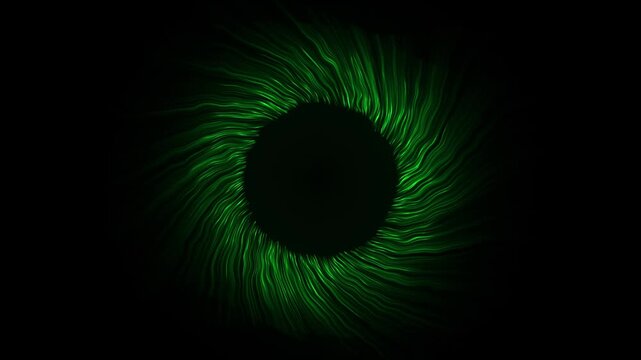 green Iris Eyes Retina Medical Artificial Intelligence Sand Monster Dune Motion Background Swirl Particle Wave Flow Tornado Abstract Black Hole Glowing Energy Ring