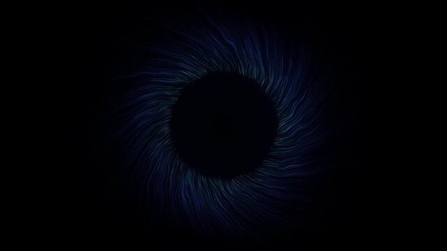 metalic blue Iris Eyes Retina Medical Artificial Intelligence Sand Monster Dune Motion Background Swirl Particle Wave Flow Tornado Abstract Black Hole Glowing Energy Ring