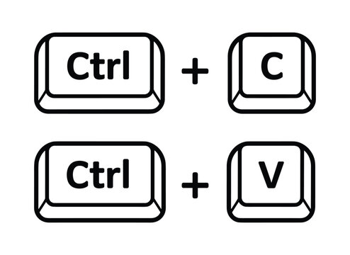 Keyboard Shortcuts: An illustration of common keyboard shortcuts for copying and pasting text, featuring 'Ctrl + C' and 'Ctrl + V' keys.