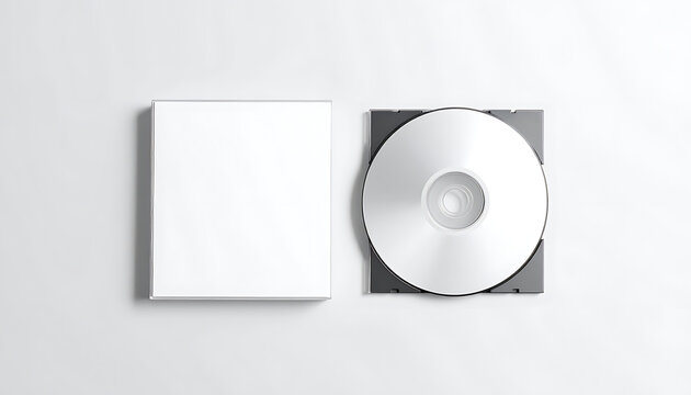 Blank CD jewel case and disc, mockup for disc cover design, data storage, music album, software packaging