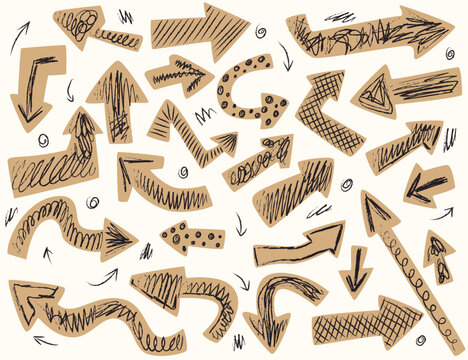 Papercut Crayon Arrow Doodle Set Hand Drawn