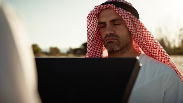 Sheik Taking A Look At What Is Inside The Briefcase 