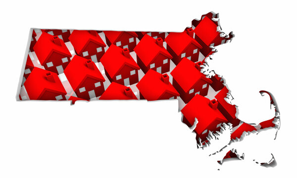 Massachusetts MA State Homes Houses Construction New Neighborhoods Suburbs 3d Illustration