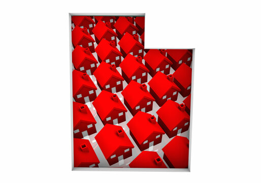 Utah UT State Homes Houses Construction New Neighborhoods Suburbs 3d Illustration
