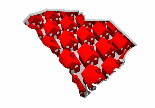 South Carolina SC State Homes Houses Construction New Neighborhoods Suburbs 3d Illustration