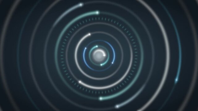 Glowing Concentric Loading Rings UI Radial Progress Spinner Seamless Loop in bright cyan tones