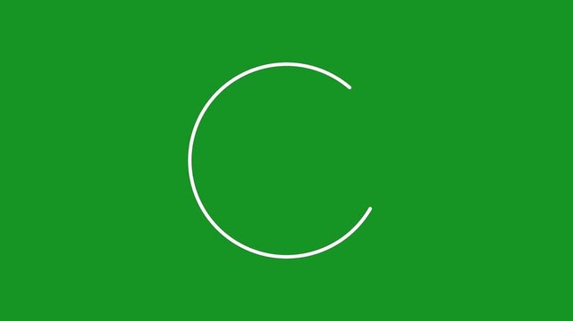 Minimalist white loading spinner animation on green screen background, for chroma key, editing progress