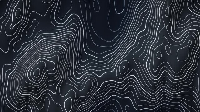 Morphing Topographic Contour Lines Glowing Elevation Map Abstract Motion Background Seamless Loop in rich slate tones