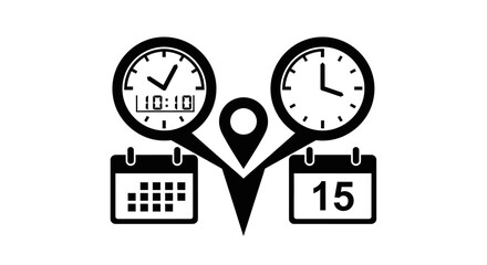 Fototapeta premium Time and Location Scheduling Icons