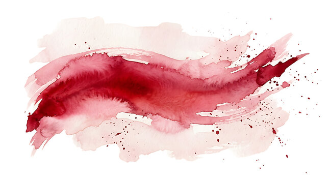 Red watercolor brush stroke with paint splatters and textured wash effect on a transparent background, for artistic projects, png. ai generated isolated on a transparent background