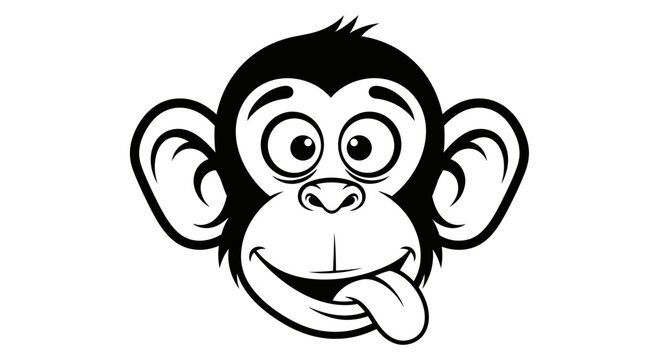 Cute Cartoon Monkey Face Illustration