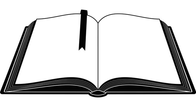 Open book with bookmark icon illustration