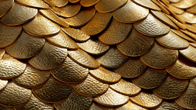 luxurious golden fish scale background texture with shimmering metallic pattern