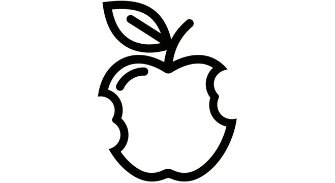 Bitten Apple Fruit Icon Outline Vector