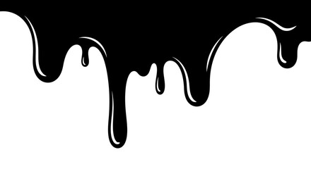 Abstract Black Liquid Paint Drip on White Background © kiki__