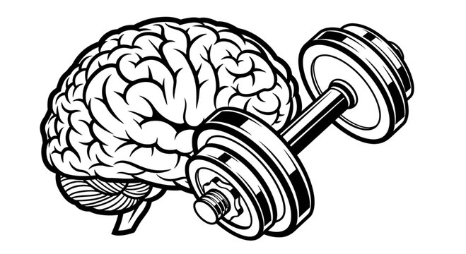 Brain Training Concept Illustration with Dumbbell