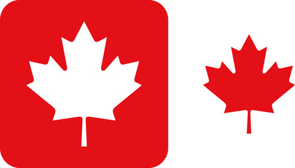 Obraz premium Canadian maple leaf icon set with red and white variations