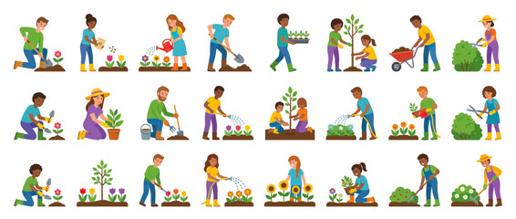 Fototapeta premium Diverse People Gardening and Planting Together