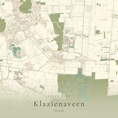 Fototapeta premium Vintage Canvas Map of Klazienaveen, Netherlands | Scandinavian Wall Art | Historic Topographic
