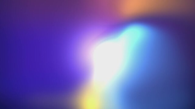 Multicolor light gradient background. Bright blurred gradient blend. Elastic soft blur mixing purple and blue tones with radiant white glow, holographic light flare, abstract liquid color gradient.