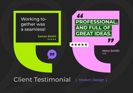 Client Testimonial Modern Template with Quotation Marks