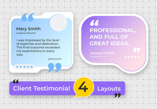 Client Testimonial Layouts with Speech Bubbles