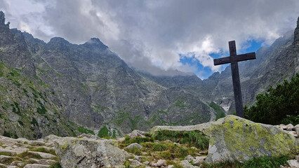 Historic Iron Cross at Czarny Staw pod Rysami in the High Tatras © Max