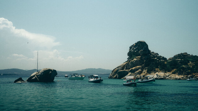boats in the bay in Sardinia