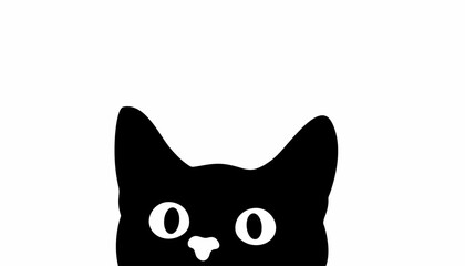 Cat face illustration is presented as a bold black silhouette peeking from the bottom of the frame. © Awais